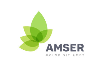 Vector leaf logo, green clean eco icon tree growth. Abstract leaf symbol logo