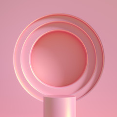 Elegant metal background with pedestal, podium and studio. 3d illustration, 3d rendering.