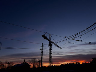 Crane on a sunset background - Lilleaker 