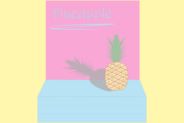Vector illustration of a pineapple. Concept of hot summer and juicy fruits.