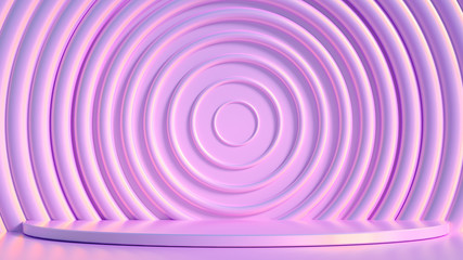 Elegant metal background with pedestal, podium and studio. 3d illustration, 3d rendering.