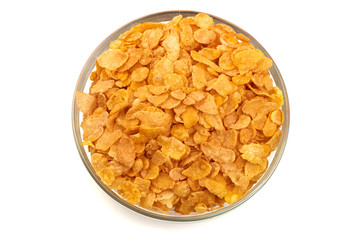 Bowl of Corn Flakes, isolated on white background