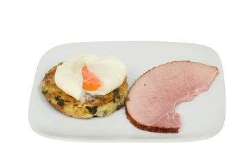 Ham bubble and squeak with egg
