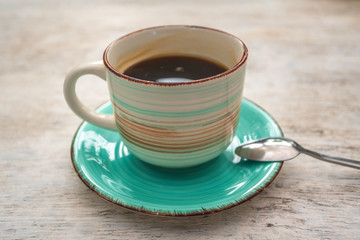 turquoise cup of coffee