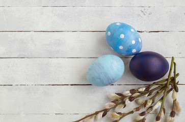 blue painted Easter eggs