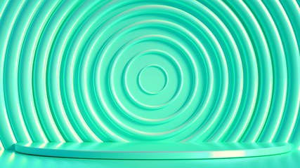 Fototapeta premium Elegant metal background with pedestal, podium and studio. 3d illustration, 3d rendering.