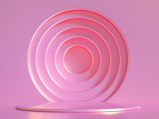 Elegant metal background with pedestal, podium and studio. 3d illustration, 3d rendering.