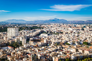 Naklejka premium Cityscape of Alicante as seen from the Santa Barbara castle.