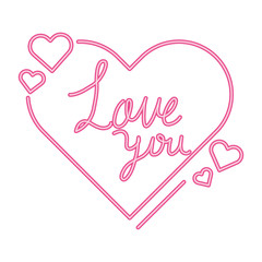 love you lettering in heart isolated icon vector illustration design