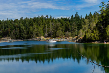 Fototapeta na wymiar Quiet lake at the Smuggler's Cove, Sunshine Coast, BC, Canada