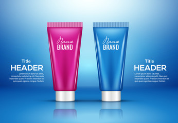 Cosmetic tube cream bottle package product white mockup isolated banner design