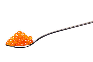 Red salmon Roe Keta Caviar in a spoon