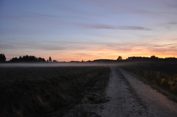 Fototapeta premium Mist at sunsset