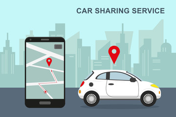 Car sharing service concept. Vector illustration.