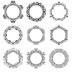 Decorative Round Floral Frames Set
