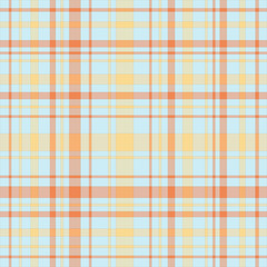 Seamless pattern in summer yellow, orange and blue colors for plaid, fabric, textile, clothes, tablecloth and other things. Vector image.