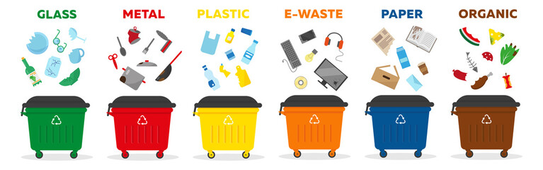 Waste sorting recycling concept. Vector illustration. - obrazy, fototapety, plakaty