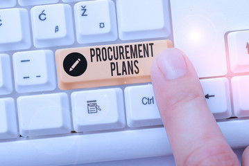 Text sign showing Procurement Plans. Business photo text determining the timeframes for their...