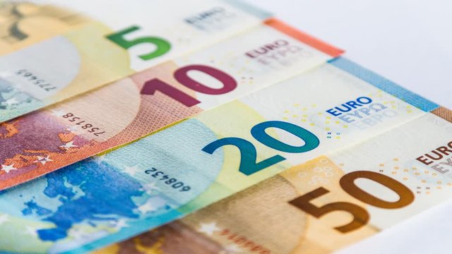 Euro bills or banknotes.  Euro currency