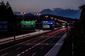 Crossroad at the motorway near Ljubljana, Slovenia