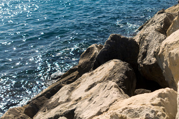 White rocks and blue sea