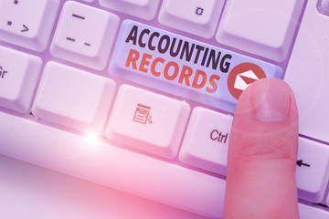 Writing note showing Accounting Records. Business concept for Manual or computerized records of assets and liabilities