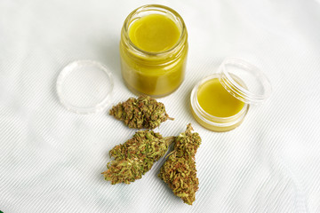 Medical marijuana concept, hemp cannabis natural products