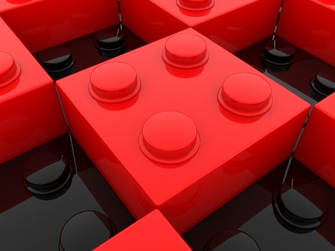 Black and red toy brick background