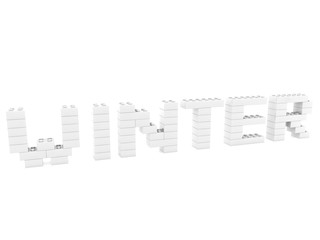 Fototapeta premium Winter inscription made of white toy bricks