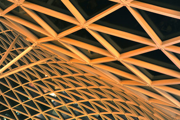 Fototapeta na wymiar A canopy made of polycarbonate arc . Metal construction.