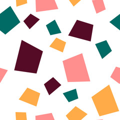 Modisches nahtloses Muster mit grafischen abstrakten geometrischen Formen. Avantgardistischer Puzzle-Stil. Geometrische Tapete für Cover-Design.