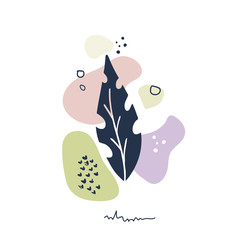 Hand drawn abstract leaves background isolated on white. Vector leaves background  for paper, cover, fabric, interior decor.