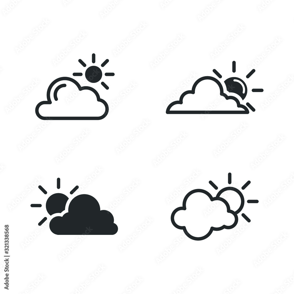 Poster cloud and sun icon template color editable. cloud and sun symbol vector sign isolated on white backg
