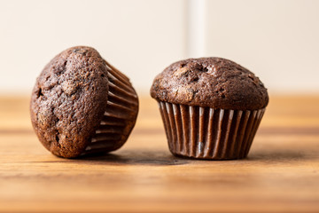 Sweet muffins. Chocolate cupcakes.