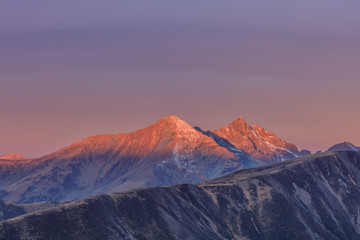 Fototapeta na wymiar sunrise in Fagaras Mountains, Romania