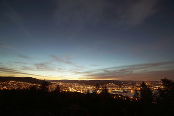 Drammen city in the night time. Norway.