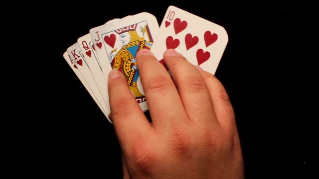 Juego de naipes flor imperial con fichas azules