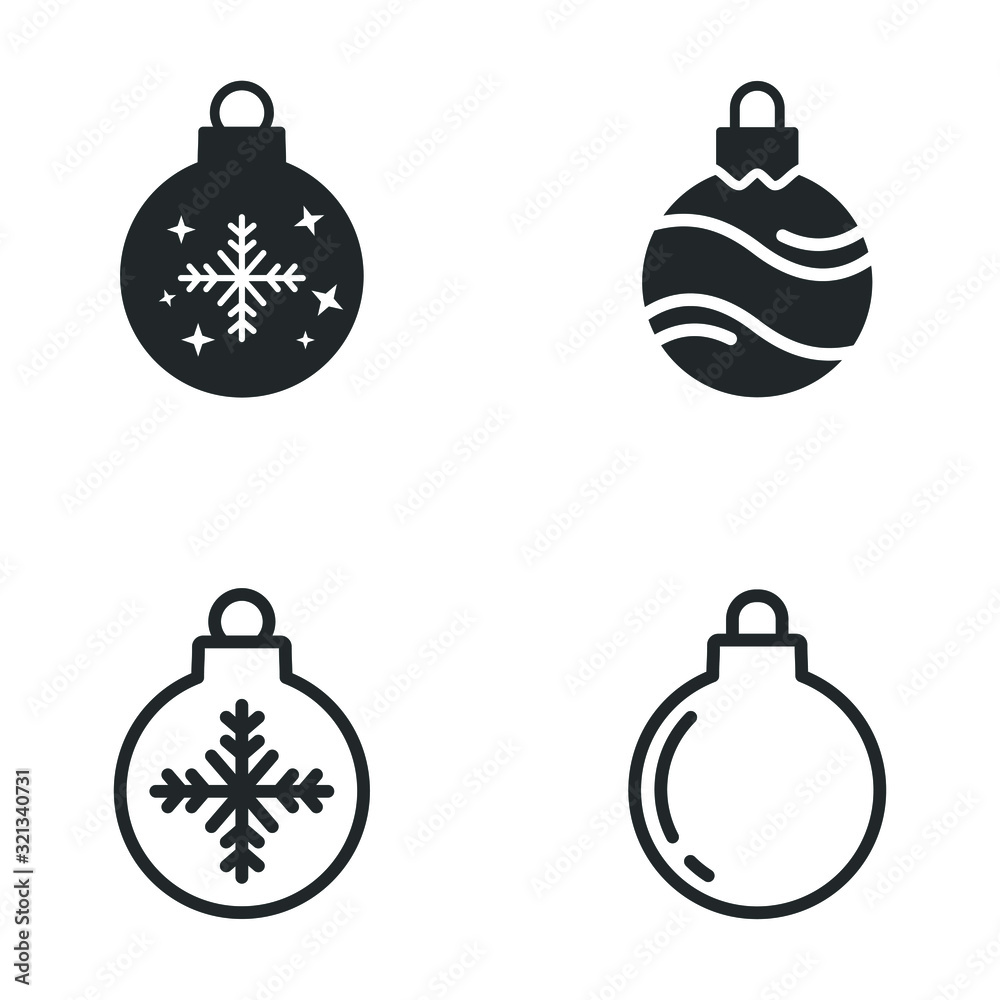 Aufkleber christmas ball icon template color editable. christmas ball symbol vector sign isolated on white bac