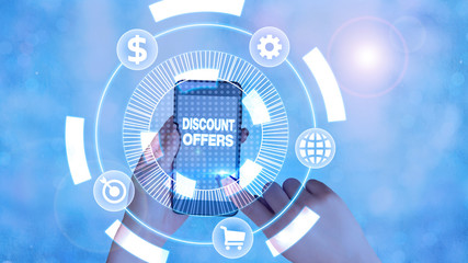 Handwriting text writing Discount Offers. Conceptual photo amount or percentage deducted from the normal selling price