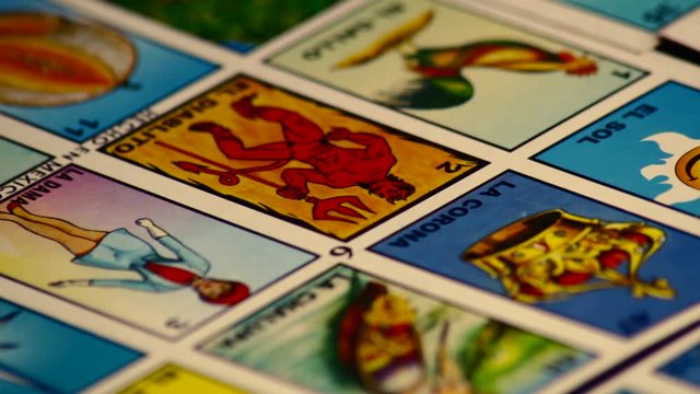 Juego tradicional Loter&iacute;a Mexicana tradicional Pasatiempo diversi&oacute;n  plano detalle