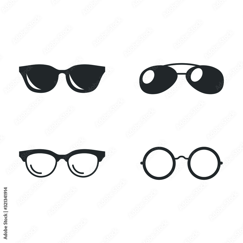 Poster glasses black silhouette icon template color editable. glasses symbol vector sign isolated on white 