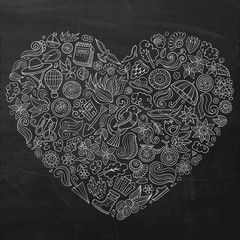 Vector hand drawn set of Spring cartoon doodle objects