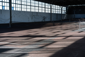 Tennis court on the playground under the roof