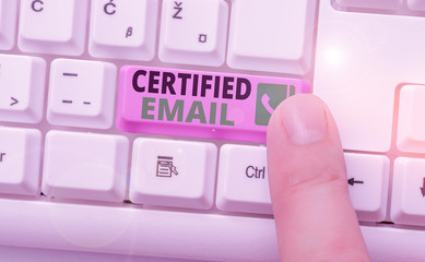 Conceptual hand writing showing Certified Email. Concept meaning email whose sending is certified...