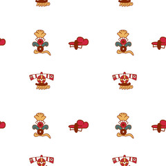 Aztec cacao seamless pattern design. Line art style. Vector illustration.