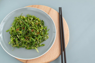 Japanese Wakame Seaweed Salad. Healthy food. Vegetarian Salad.