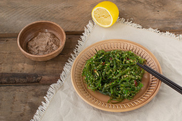 Japanese Wakame Seaweed Salad. Healthy food. Vegetarian Salad.