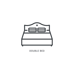 Double bed icon line style isolated on white background. Vector illustration