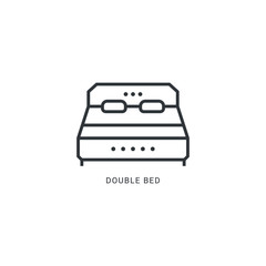 Double bed icon line style isolated on white background. Vector illustration