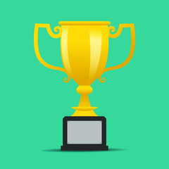 gold trophy with name plate